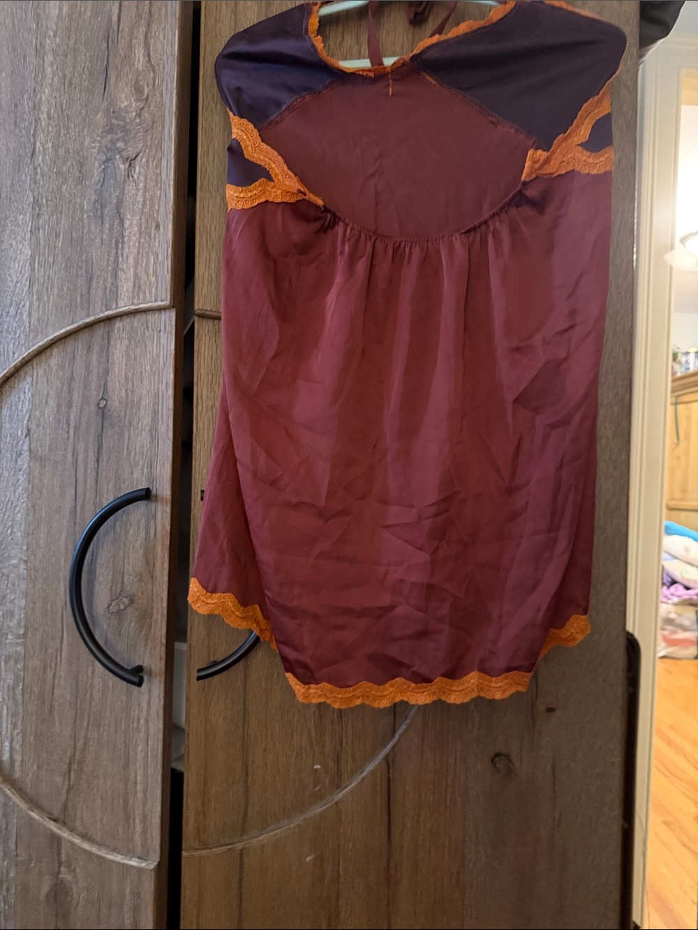 Women's Burgundy Lace-Trim Skirt